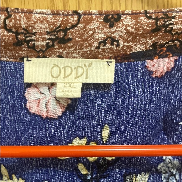 Blue and Yellow Graphic Tunic with Mandarin Collar - Picture 3 of 7